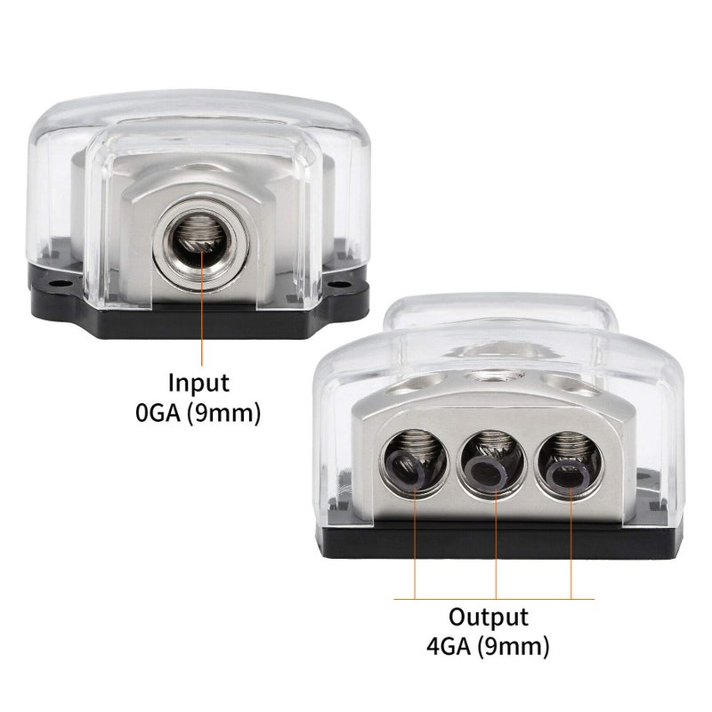 VonSom 3 Way Power Distribution Block, 1x 0 Gauge in / 3X 4 Gauge Out Amp Power Distribution Ground Distributor Connecting Block for Car Amplifier Audio Splitter 2 Pack - Image 3
